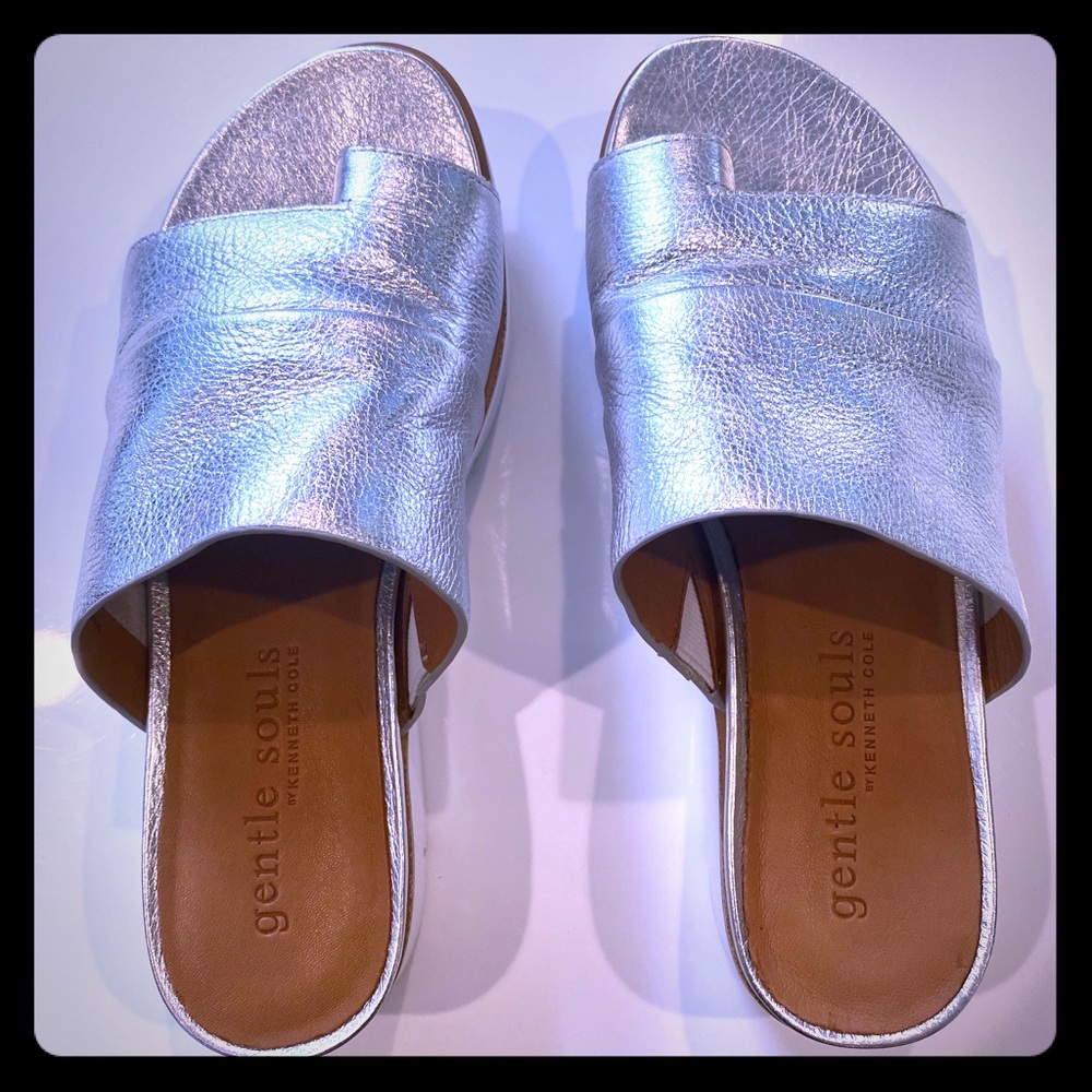 New Gentle Souls Silver Metallic platform slide